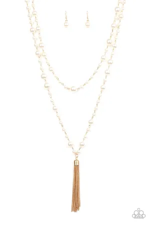 Paparazzi Social Hour - Gold White Necklace