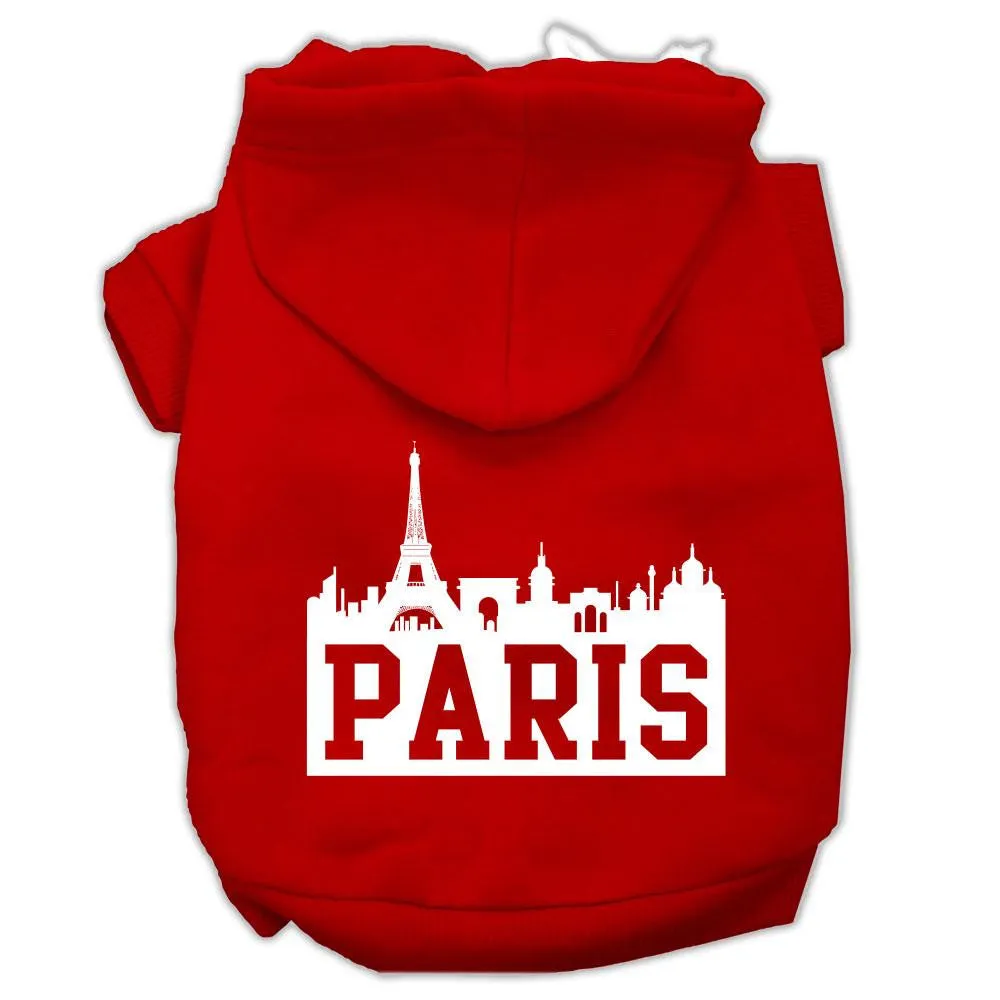 Paris Skyline Screen Print Pet Hoodies Red Size XXL (18)