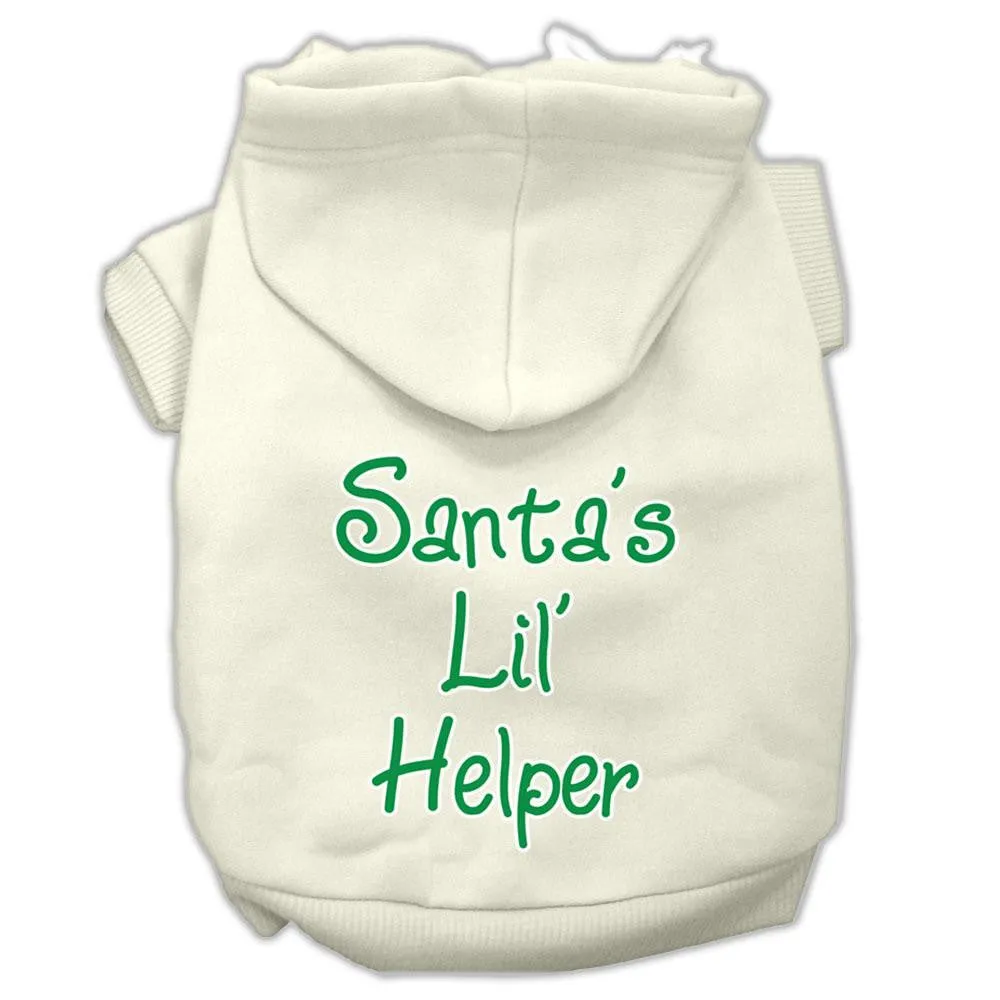 Santa's Lil' Helper Screen Print Pet Hoodies Cream Size XS (8)