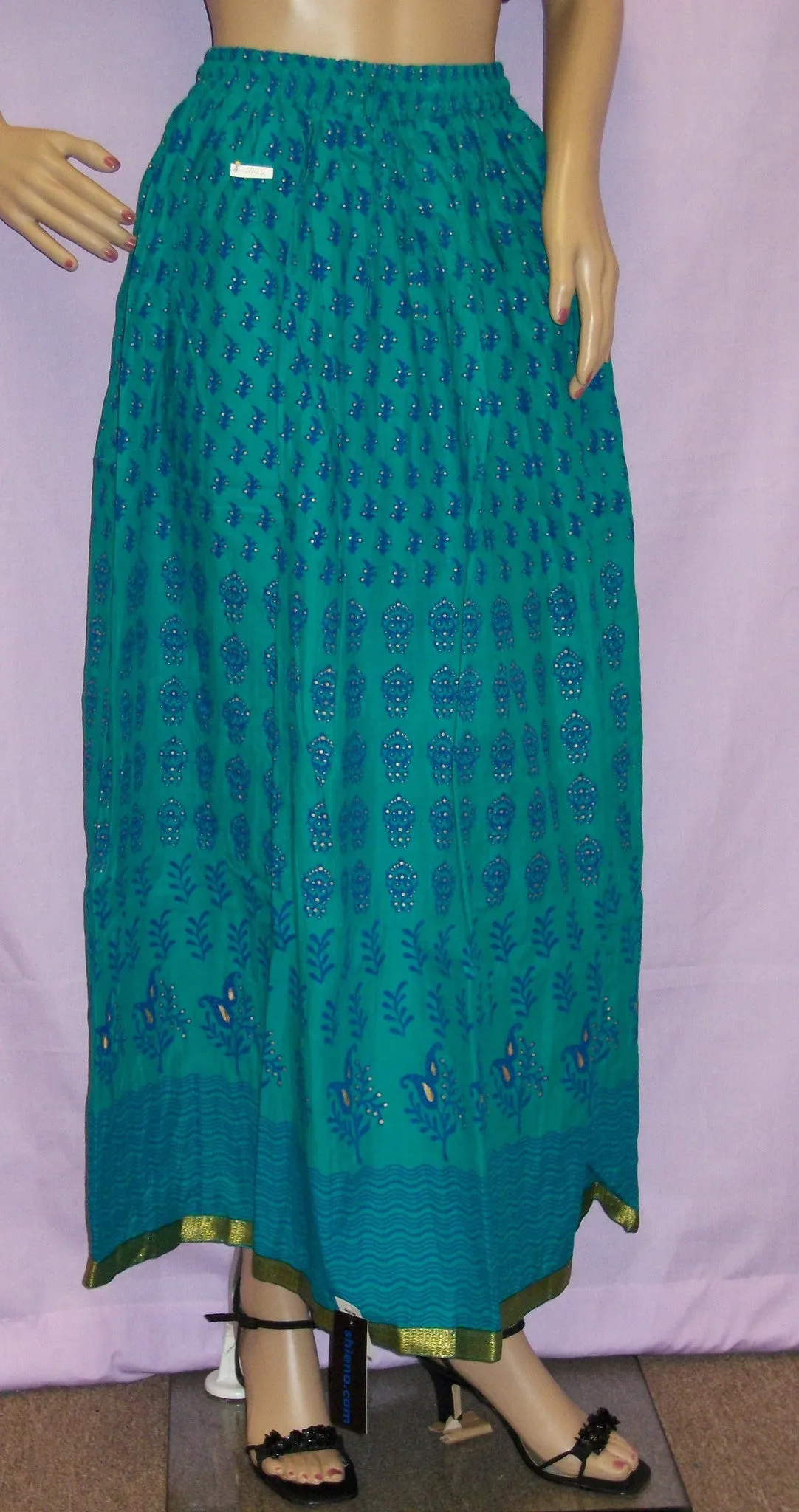 Skirt 3444 Cotton Block Print Long Skirt Shieno