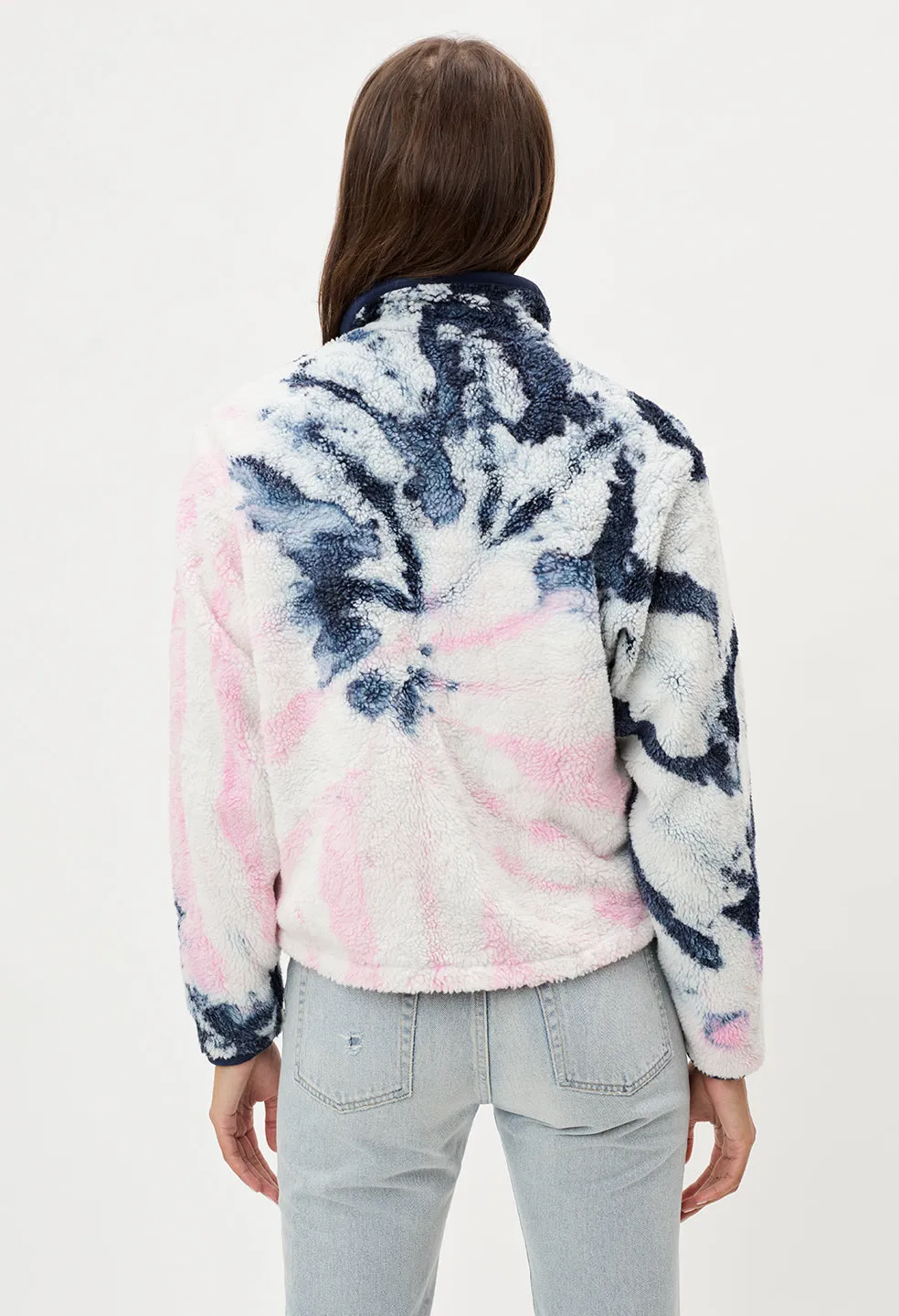 Tie Dye Polar Fleece Zip Up / Pink X Navy