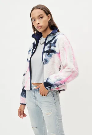 Tie Dye Polar Fleece Zip Up / Pink X Navy